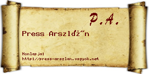 Press Arszlán névjegykártya